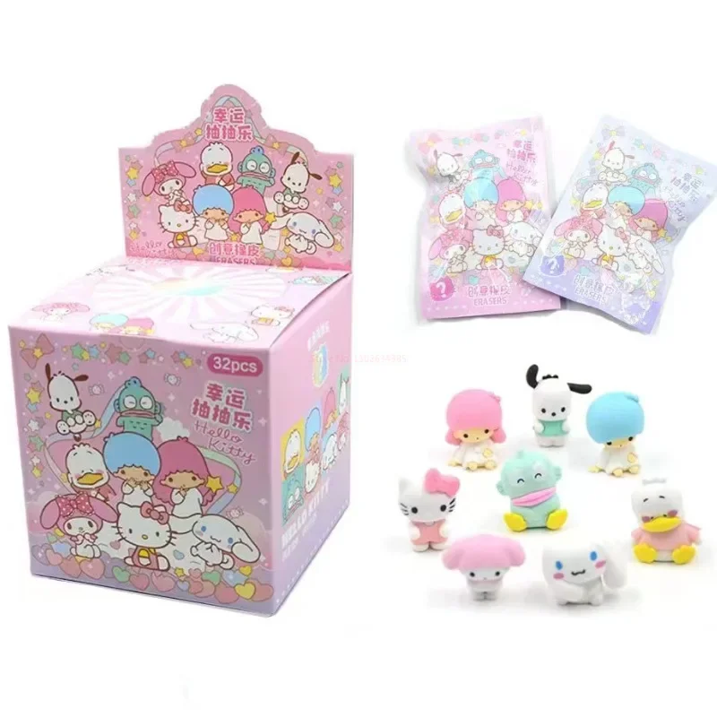 

Новинка Sanrio 16/32 шт. ластик мультяшный 3d резиновый милый студенческий канцелярский ластик в коробке оптовая продажа Обучающие Инструменты для студентов школьные подарки