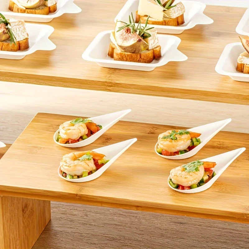 Disposable Paper Dessert Plates – High-Quality Water Drop Shaped Serving Trays – Eco-Fr... - SKU DPP12329 - UGI Packaging