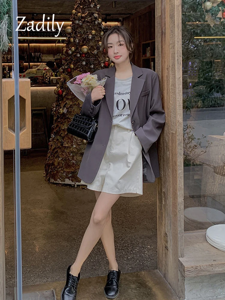

Zadily Korean Style Long Sleeve Women Blazer Office Lady Loose Ladies Suit Blazers 2022 Autumn Work Female Clothing Jacket Coat
