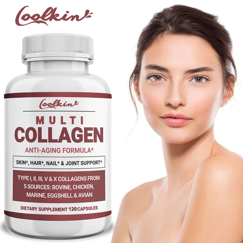 

Multi Collagen Peptides Powder Capsules, 5 Collagen Supplements, Cow, Chicken, Egg Shell, Bird & Marine All-in-One