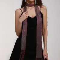 Fashion Nightclub Gold Silver Bright Silk Sunscreen Shawl Shiny Necklace For Women Lace Tassel Party Evening Dress Scarf
