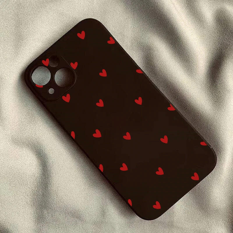 Chic Black Love Heart Graphic Silicone Phone Case - Soft Bumper Cover