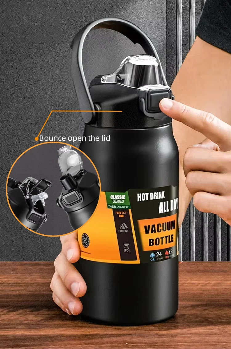 Water Bottle 304 Stainless Steel Thermal Portable with Straw