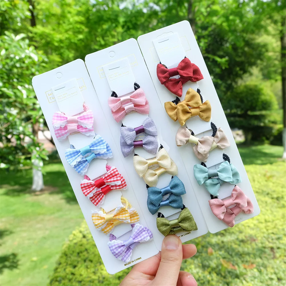 10Pcs Baby Kids Mini Ribbon Bow Elastic Hair Bands Ornament Scrunchies For Girls Ponytail Holder Rubber Gum Hair Accessories New 10pcs commemorate coin tokens game coin ornament collection arts gifts souvenir challenge coin game