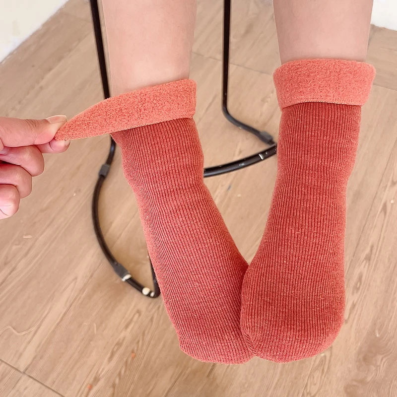 Socks for children's snow socks Autumn and winter pure cotton thickened plush warm baby floor socks for boys and girls