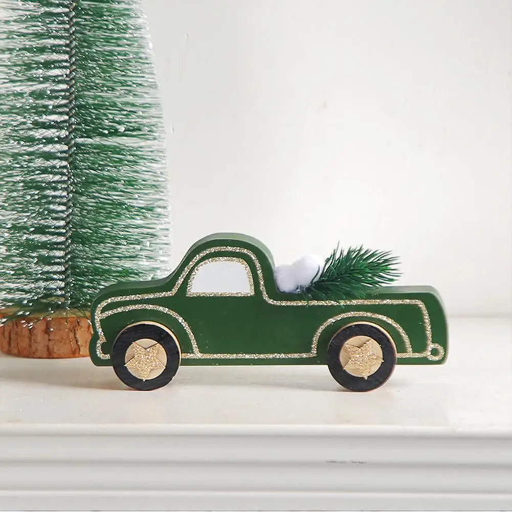 

Home Decoration Ornament Festive Centerpiece Ornament Charming Wooden Shiny Car Ornaments for Festive Desk Decor Small Dark