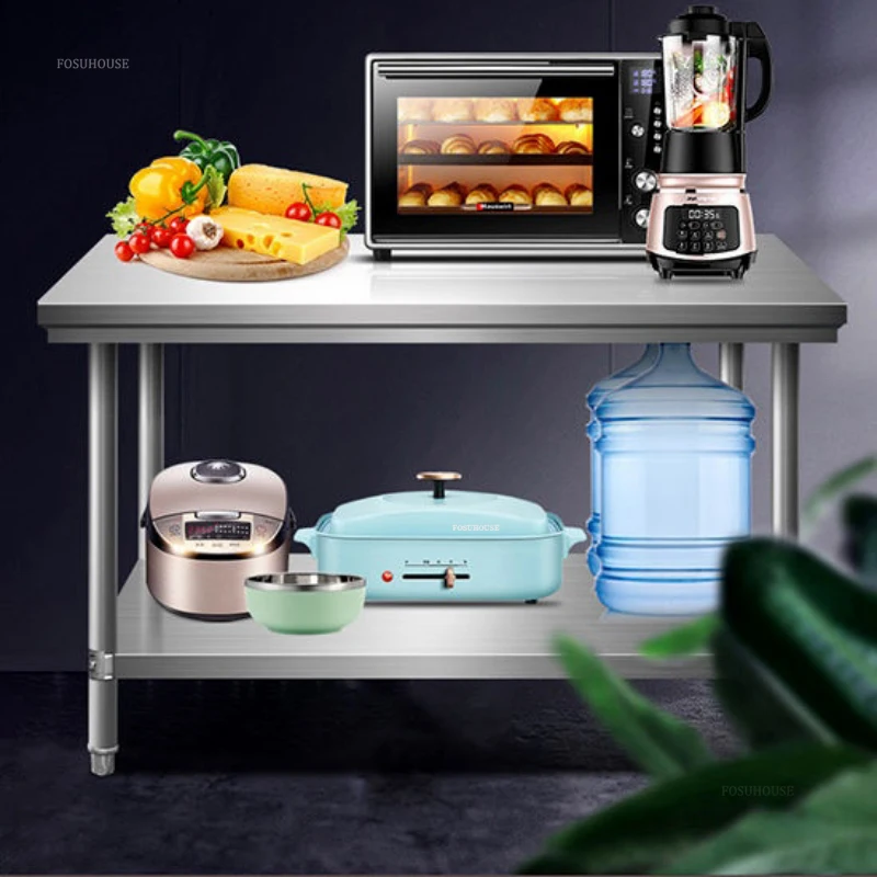 Multilayer Kitchen Cabinets Kitchen Stainless Steel Workbench Commercial Console Furniture Mordern Simple Operation Desk