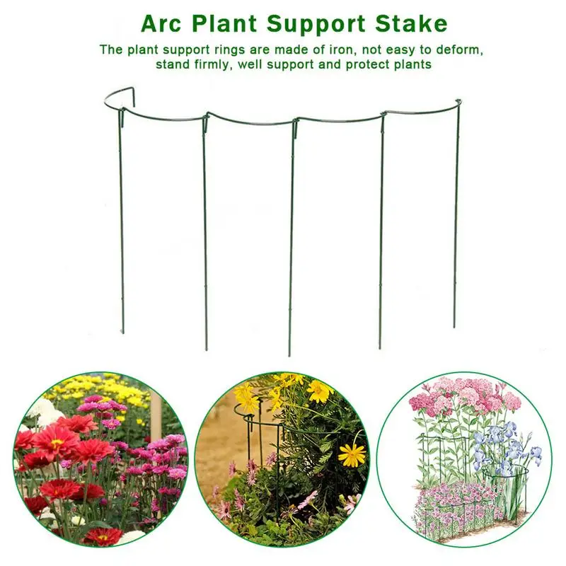 Soporte de escalada de vid de plantas de flores, arco medio redondo, aros de soporte de plantas, marco de pila de revestimiento de PE, herramienta de bonsái de jardinería