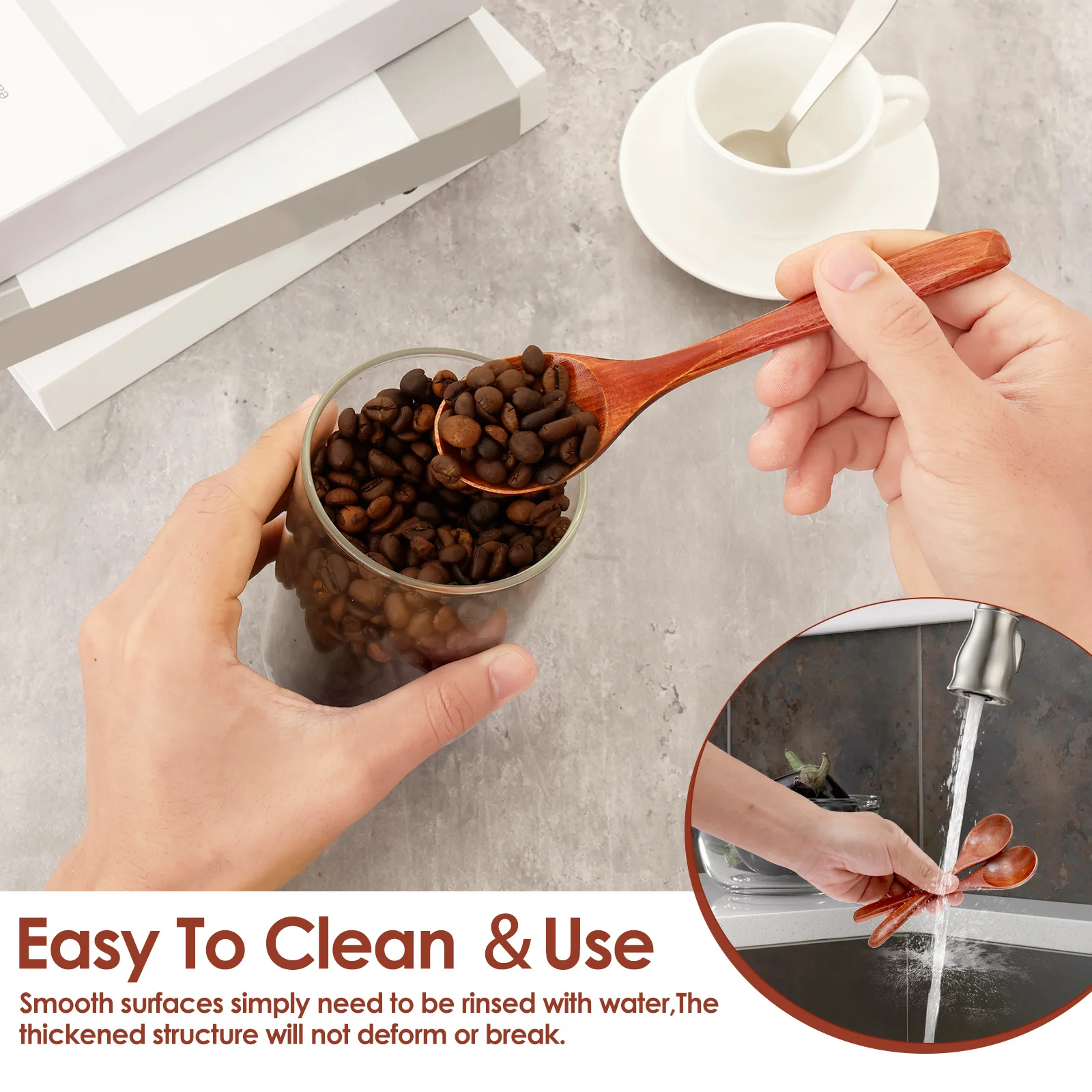 10Pcs Wooden Spoons 17cm/6.7 Inch Wooden Honey Spoons Home Eating Spoon Kitchen Utensil for Kitchen Cooking Party