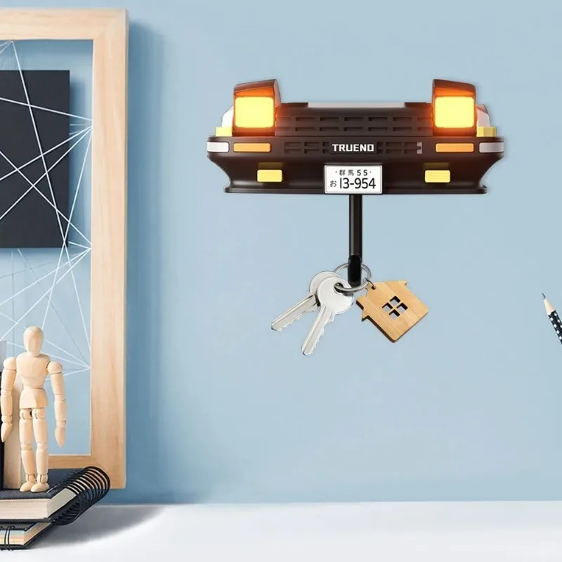 Car Open Headlight Key Holder With Light Initial D AE86 Mazda MX-5 Key Hanger Creative Wall Mount Key Hook For Hallway Entrance 4