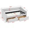 Wood Twin Daybed Frame with 2 Storage Drawers, Upholstered with Button and Nailhead Design for Bedroom Guest Room 5