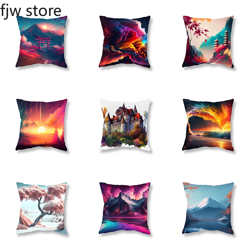 

Dream Landscape Throw Pillow Cover For Sofa Bedroom Room Bedside Seat Cushion Home Decor 50x50 45x45 40x40cm