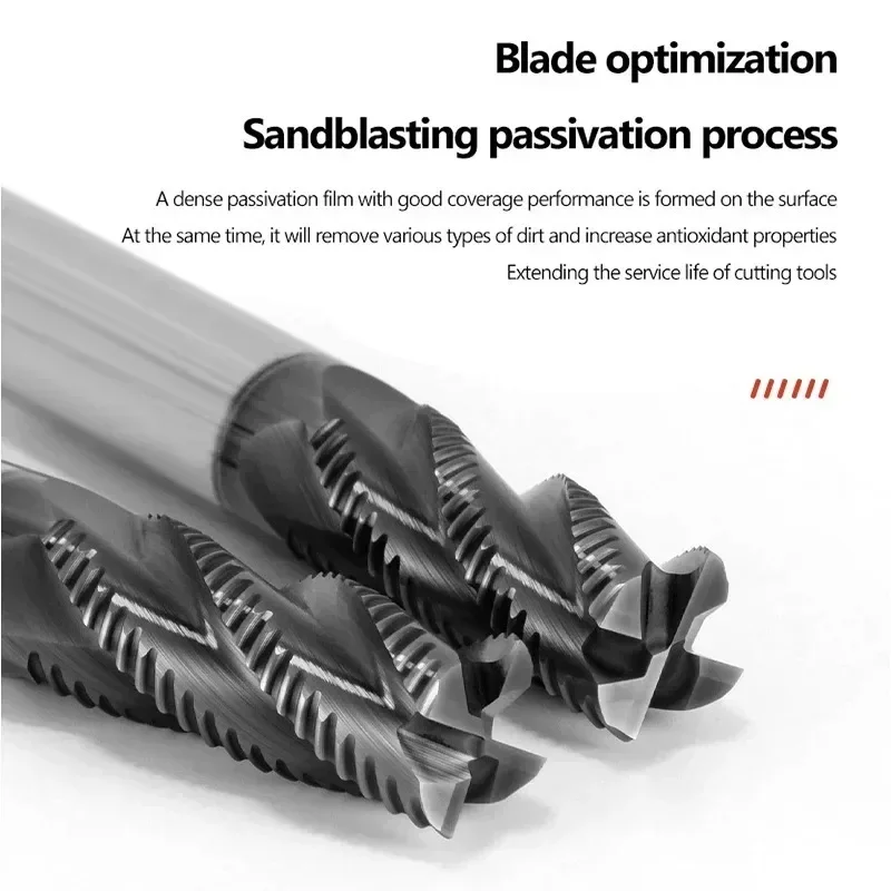 Roughing End Mill Solid Carbide 4 Flutes 4 Teeth for Metal Steel Iron Aluminum MDF Acrylic Wood Copper Plastic