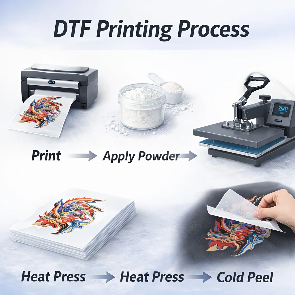 20매 A4 DTF 전사 필름(8.5×11인치), 티셔츠 인쇄용 무광 투명 열전사 필름, 파우더는 포함되어 있지 않음
