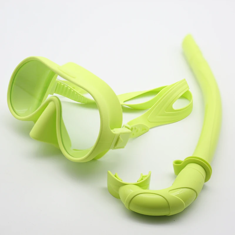 Khaki Tempered Glass Freediving Mask Snorkeling Set Foldable snorkel Diving Mask 프리다이빙 m&aacute;scara buceo 스노클링 프리다이빙 스노클링 마스크