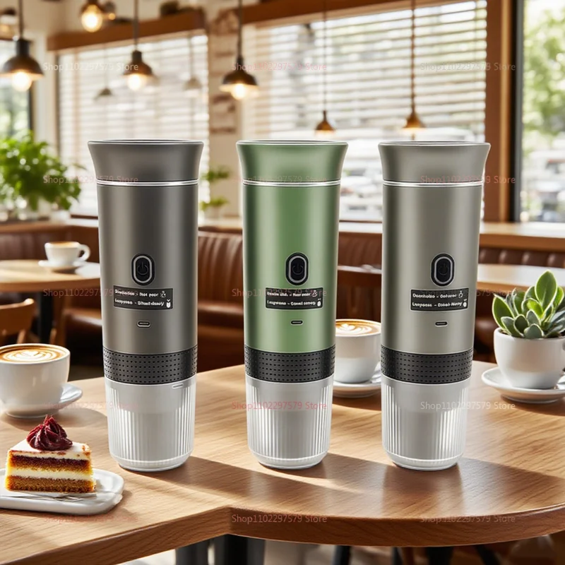 3 in 1 Wireless Heating Portable Coffee Maker for Capsule & Ground Coffee Car Use Home Camping Travel Quick Brew