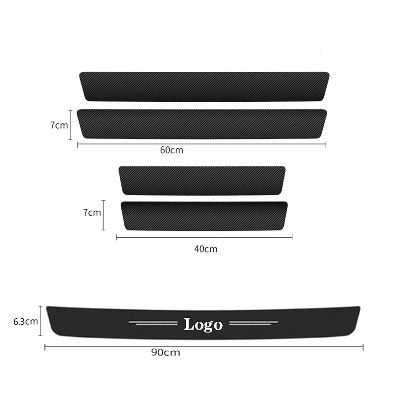 Carbon Fiber Leather Car Door Sill Anti-Stepping Protector Stickers