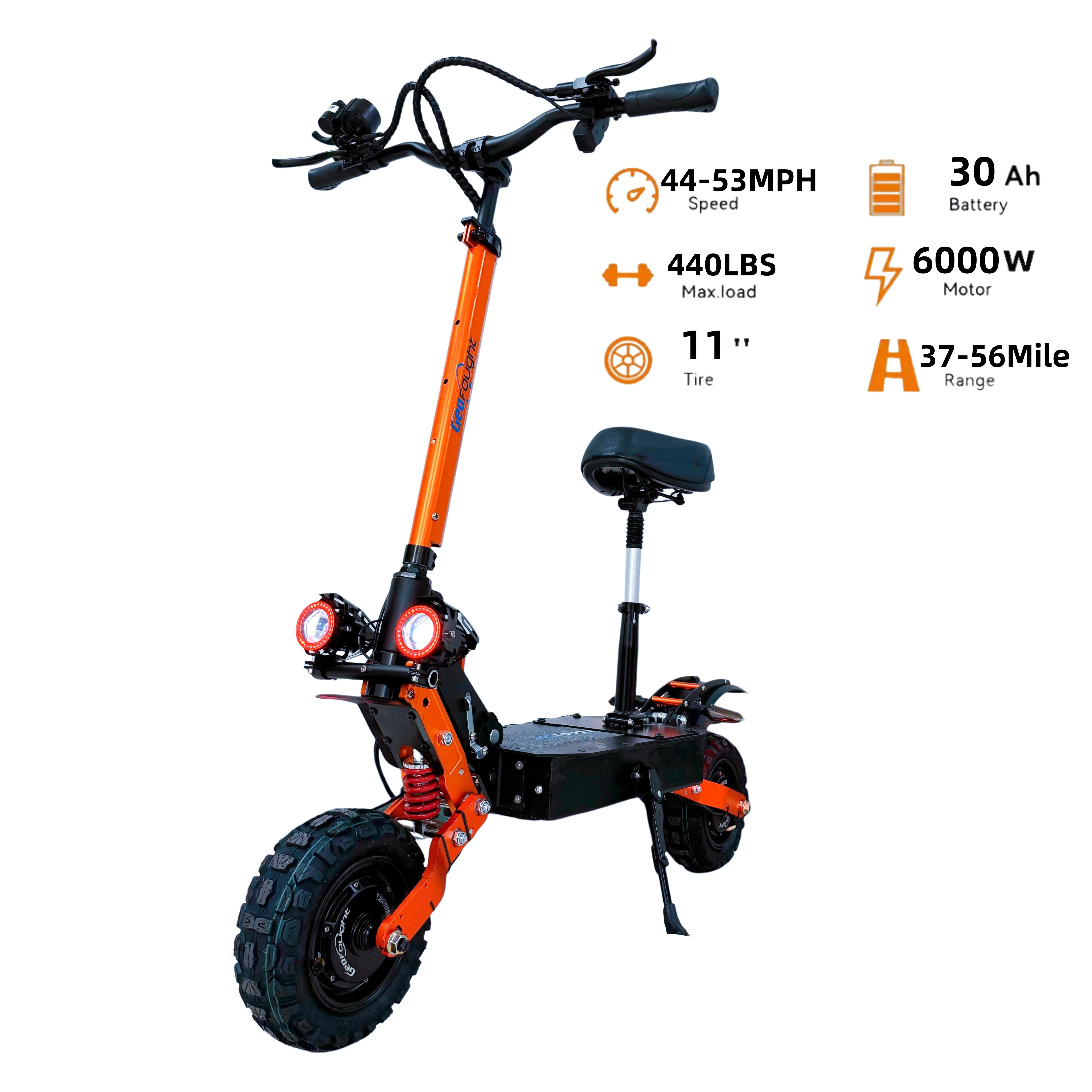NEW 6000W Dual Motor Electric Scooter 60V 30AH Top Speed 50Mph 11Inch Offroad Vacuum Tires Foldable City Scooter For Adults