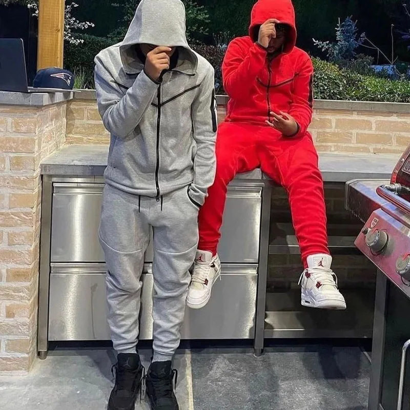 Men's Sportswear Casual Zip Hooded Long Sleeve Cardigan Set Men's  Streetwear Colorblock 2 Piece Outdoor Mountaineering Autumn - AliExpress