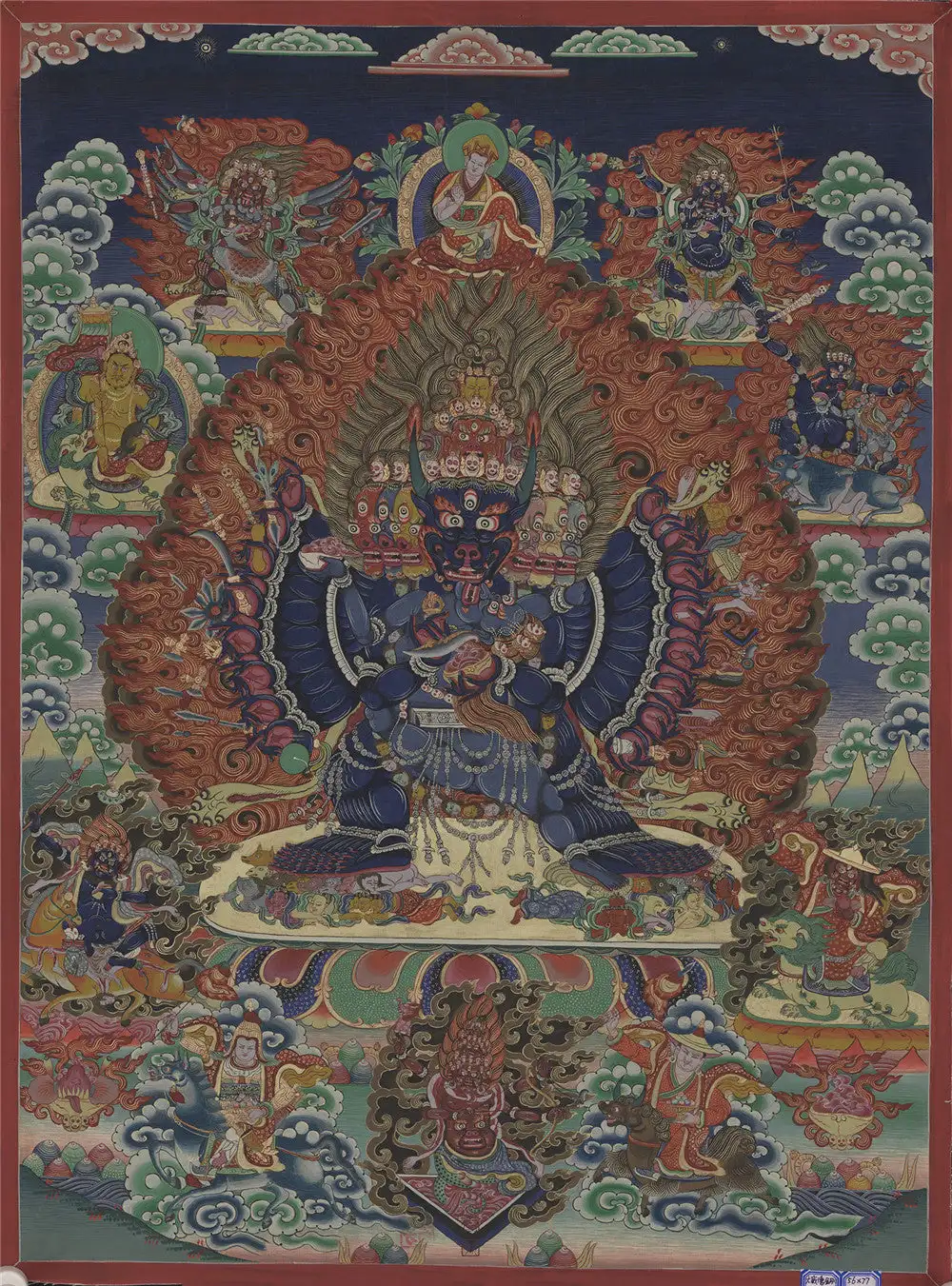 

Vajrabhairava Thangka,Yamantaka (17th Century),Gandhanra Tibetan Buddhist Thangka Art,Giclee Printed and Hand Framed,47" × 32"