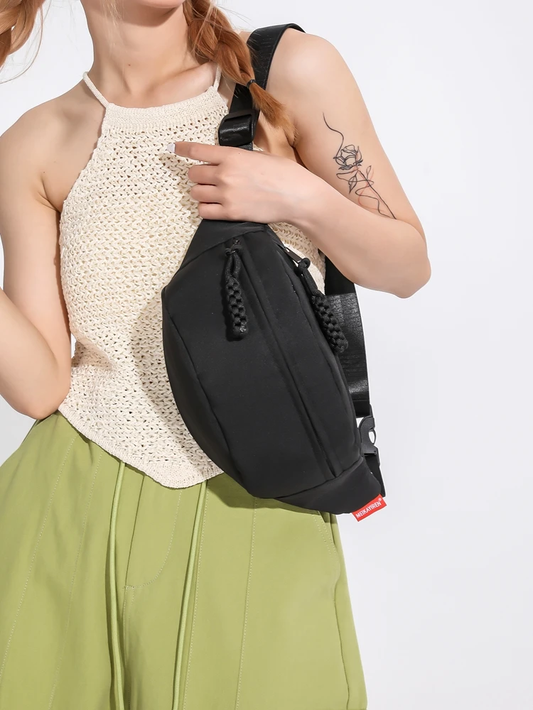 Simple Waistpack 2023 New Women\'s Solid Color Minimalist Nylon Fabric Shoulder Bag Casual Versatile Portable Zipper Chest Bag