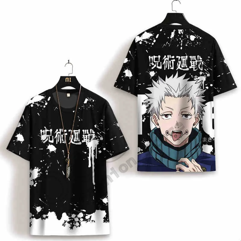 Japanese Anime Curse The Spirit Gojo Satoru Anime Around Men's And Women's Short-Sleeved T-Shirt Men Oversize New Casual T-Shirt 5