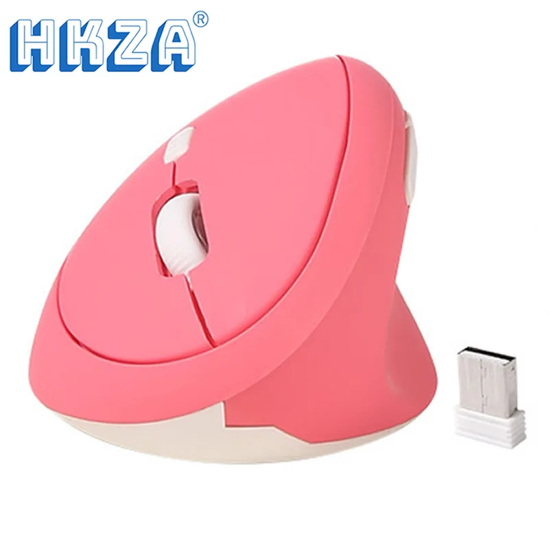 Hkza-mouse Vertical sem Fio Ergonômico Usb 1600dpi Escritório Rosa 6d Mini Silencioso para Computador Laptop pc 24g