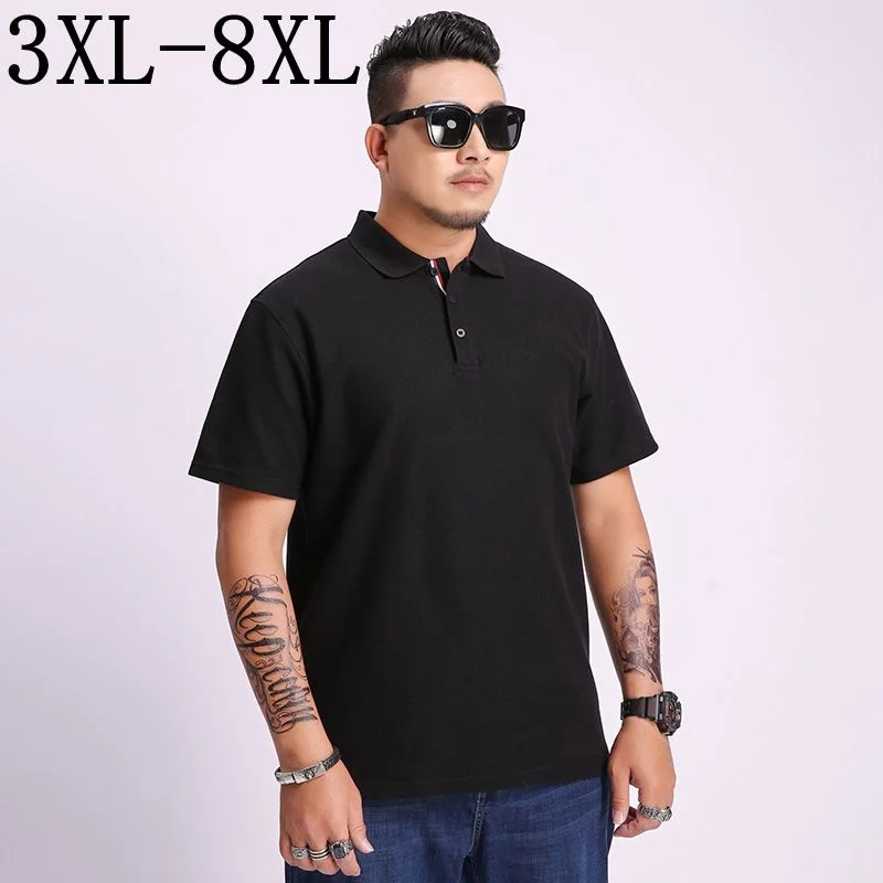

Качественная мужская рубашка-поло, мужские однотонные рубашки-поло с коротким рукавом, мужская повседневная рубашка-поло из 2023 хлопка, размеры 3XL-8XL, топы