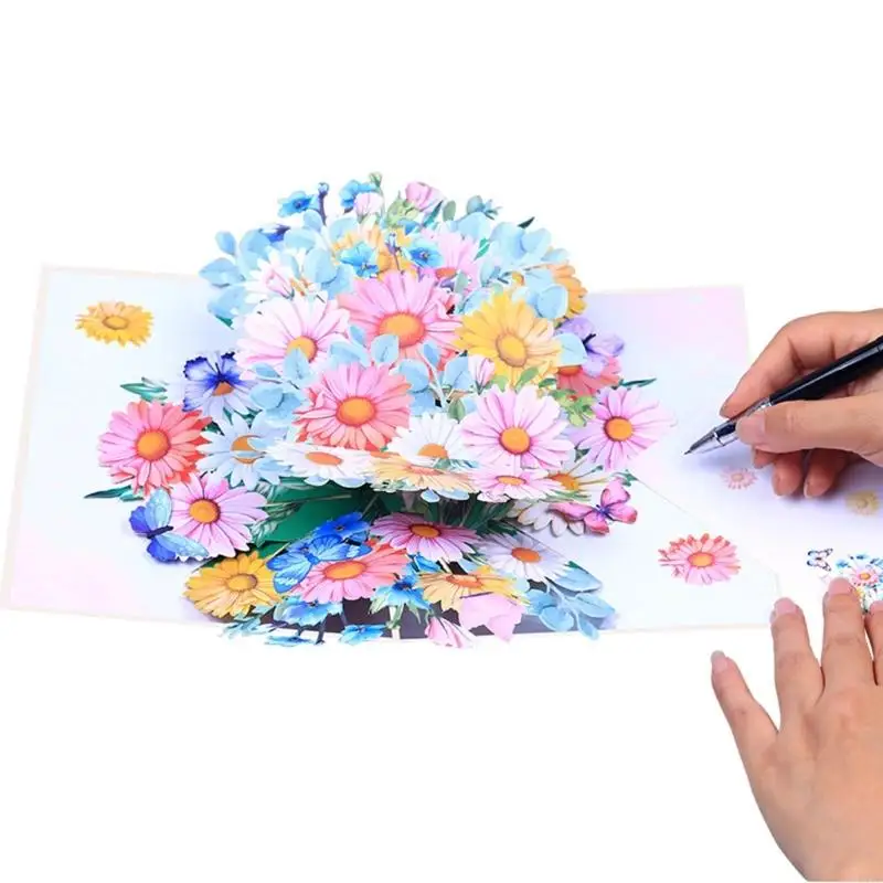 4X7B Bright Daisies 3D Surprise Card Greeting Card for Birthday Christmas Mother Day