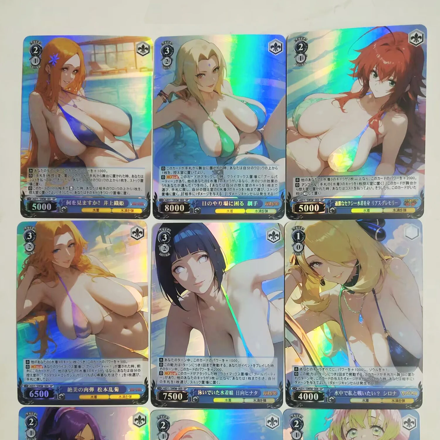 9Pcs/set Diy Anime Girl Underwear Series Naruto Haruno Sakura Tsunade Color Flash Card Classic Anime Collection Cards Gift Toy