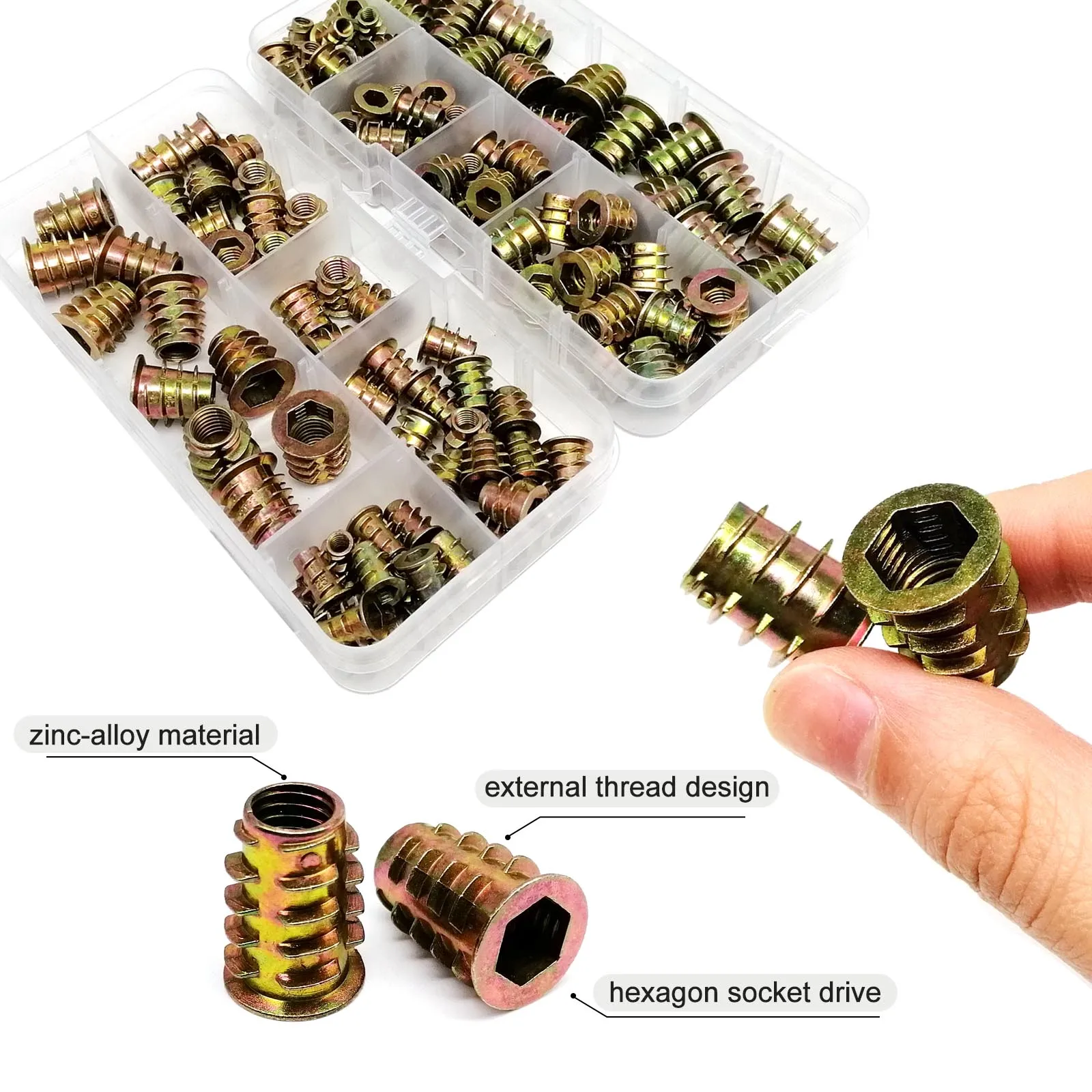 Comprehensive Hex Socket Head Threaded Insert Nut Set