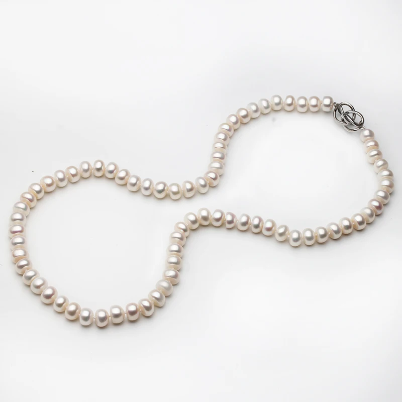 Real Natural Long Pearl Necklace For Women,Classic White Strand Necklace Bride Valentine Gift