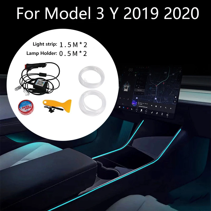 

Для Tesla Model 3 Y Atmosphere Lamp интерьерные неоновые огни RGB Светодиодная лента с управлением через приложение 2019 2020