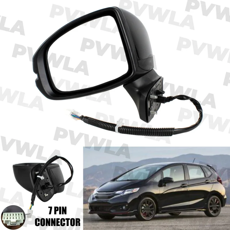 

For Honda Fit Jazz 2015 2016 2017 2018 2019 2020 American Version Left Side 7 Pins Black Painted Mirror Assembly