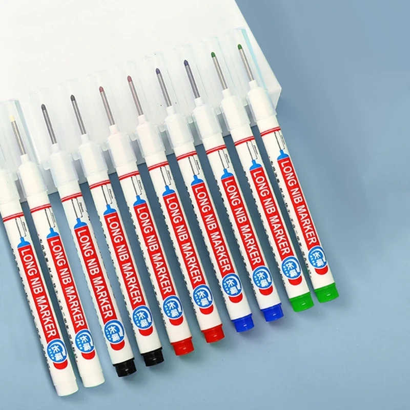 12 Pieces Oil-based Marker Pen 20mm Deep Hole Marker Pen Long Nose Quick-drying Oil-based J60A