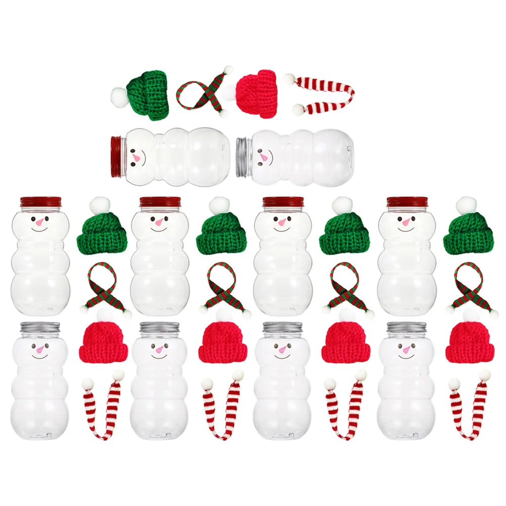 

Christmas Snowman Beverage Bottles Empty Juice Bottles With Hats And Scarves Snowman Beverage Bottles Jars