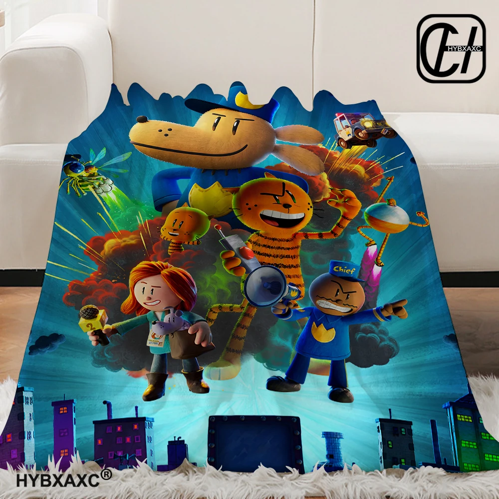 Dogman and Cat Coral Fleece Plush Throw Blanket Manga Comic Dog Man Blanket for Sofa Outdoor Lightweight Bedding Throws 2