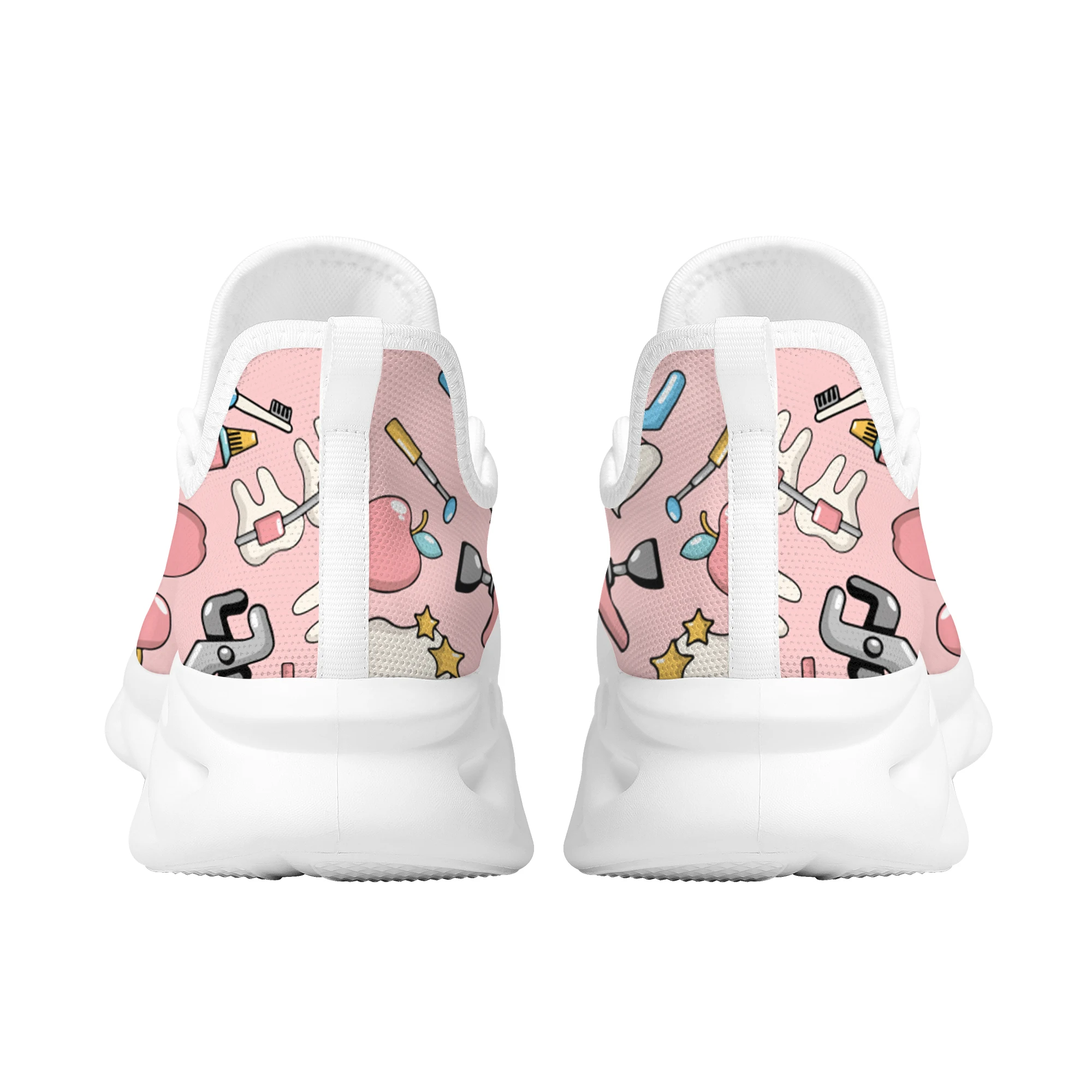 Comfortable Light Women Nursing Shoes Cartoon Dental Equipment Design Mesh Sneakers New Wild Street Trend Lace-up Casual Shoes