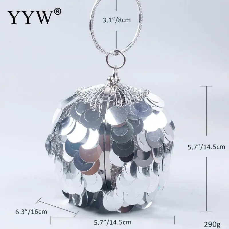 luxury Sequins Circular Ring Evening Bags Wedding Party Clutch And Purse 2023 Fashion Designer Silver Bag Women Small Tote Bag