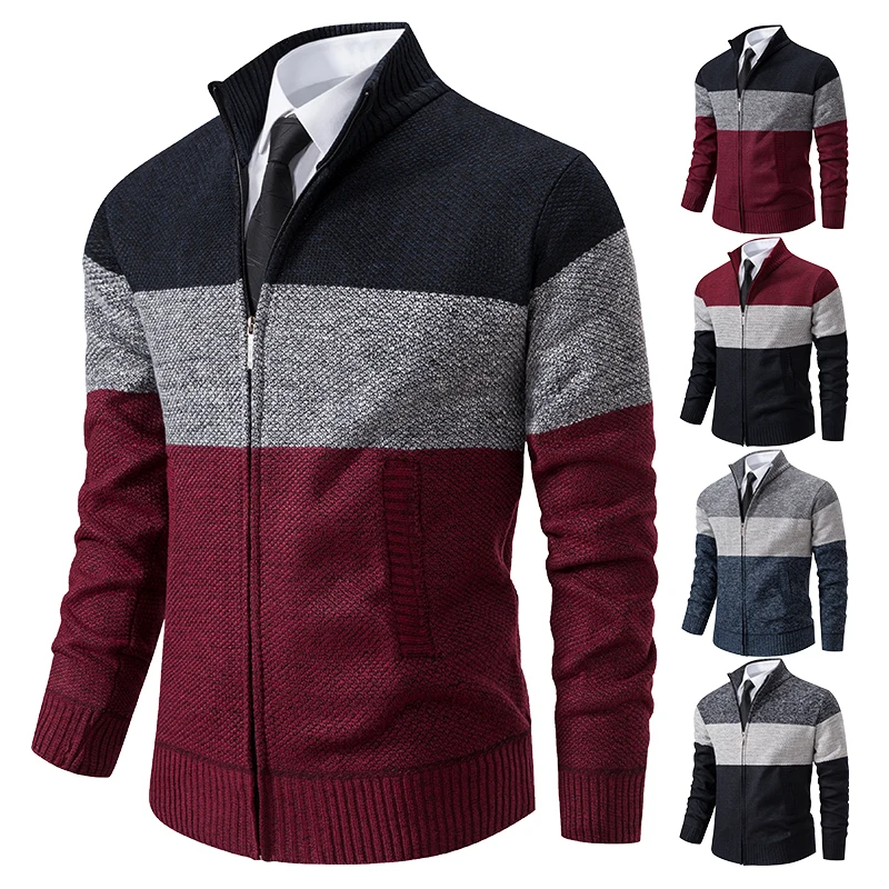 Cardigan sweater men's autumn and winter new stand-up sweater trend sweater coat 2