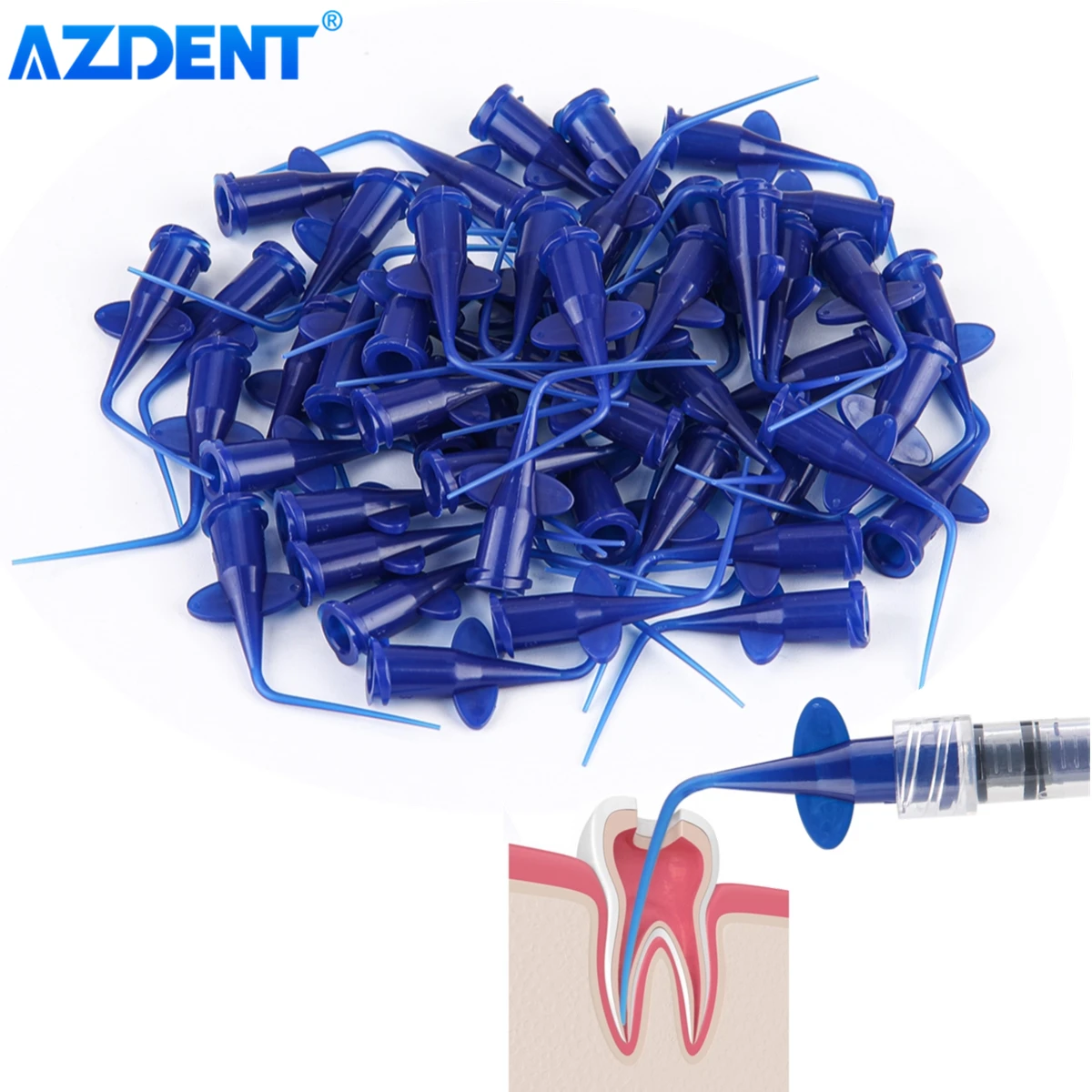 AZDENT Dental Disposable Plastic Syringe Tip Endo Irrigation Disposable