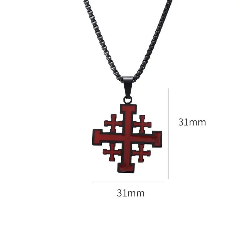 Fashion Cross Pendant JERUSALEM Necklaces for Men Stainless Steel