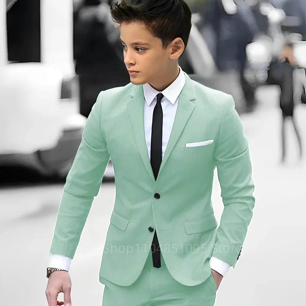 Boys Formal Suit Classic Notch Lapel Blazer And Pants Set for School Activities Wedding Ring Bearer Outfit 2 Pieces Kids Clothes