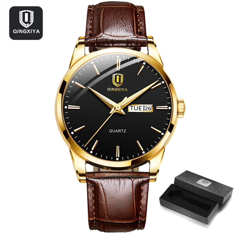 QINGXIYA Mens Watches Top Brand Luxury Fashion Waterproof Luminous Date Clock Sport Watches Mens Business Quartz Wristwatch 6618 