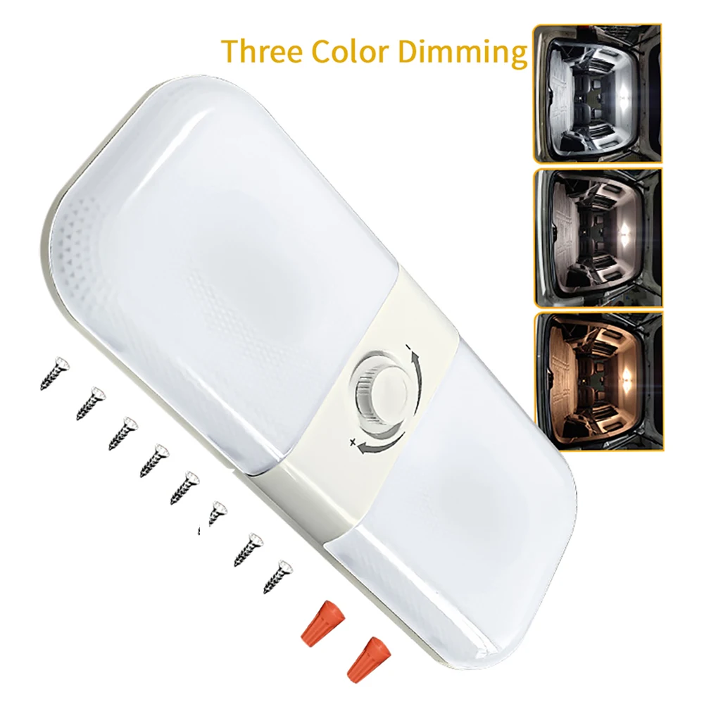 12-24V 컴파트먼트 라이트 하이라이트 가변 조명(3가지 색상 포함) RV LED 천장 램프 무전극 디밍 캡 독서등