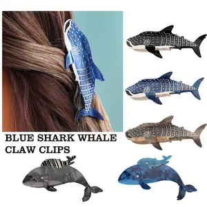 Design Cartoon Marine Shark Hair Clips Cute Blue Whale Jewelry Hair Accessories Claw Vintage Hair Gifts Acetate Tiara W9d9