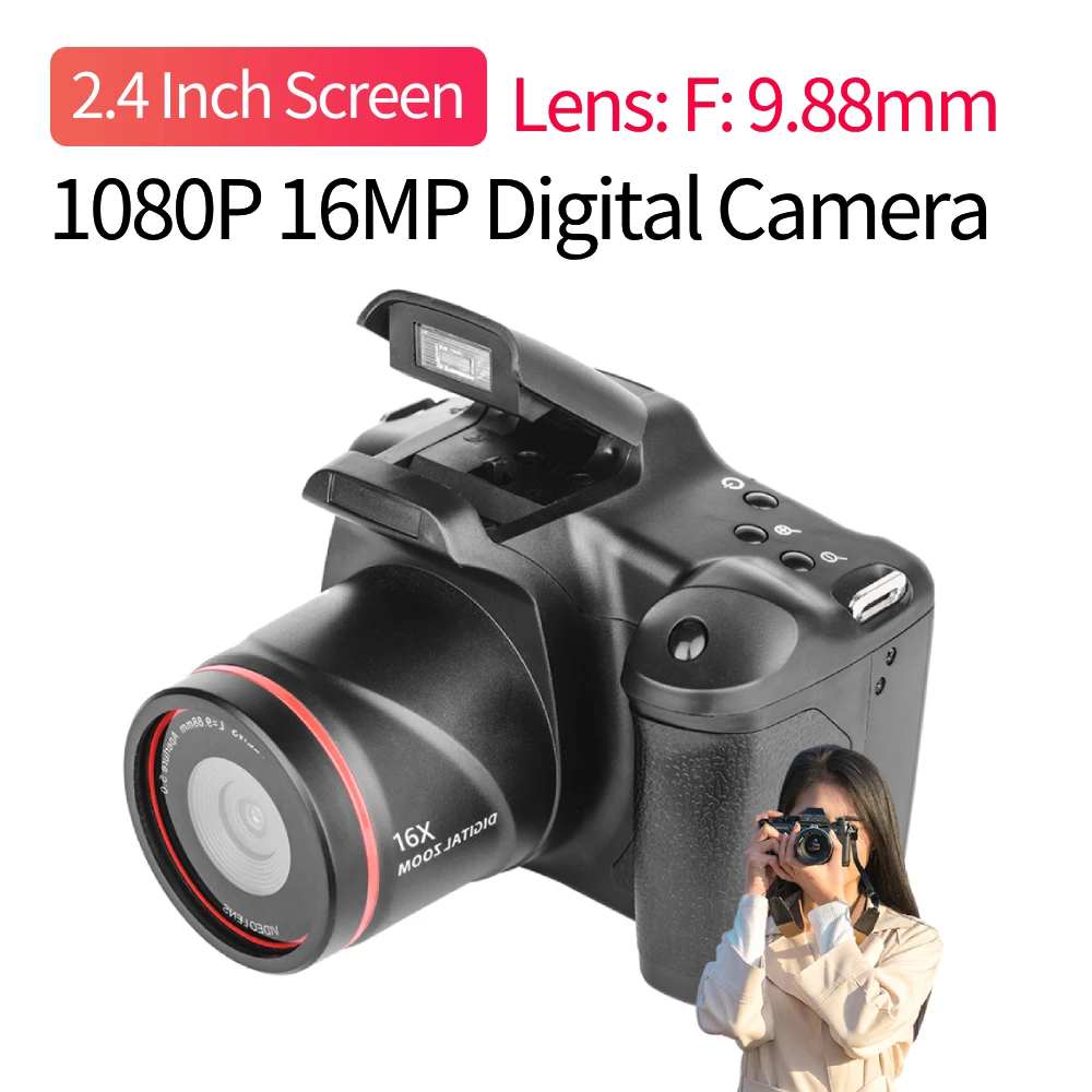 1080P 16MP Digital Camera 16X Zoom Vlogging Camera with 2.4 Inch LCD Screen Video Recorder for Photography