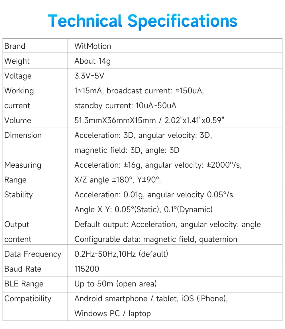 WitMotion AHRS 경사계 가속 자이로 각도 (XY 0.05 ° 정확도) 디지털 나침반, RS485 모드버스 프로토콜, 9 축 WT901C485