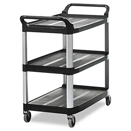 Three Tier Restaurant Service Cart Heavy Duty 3-Shelf Rolling Service/Utility/Push Cart 300 lbs Foodservice/Restaurant/Hotel