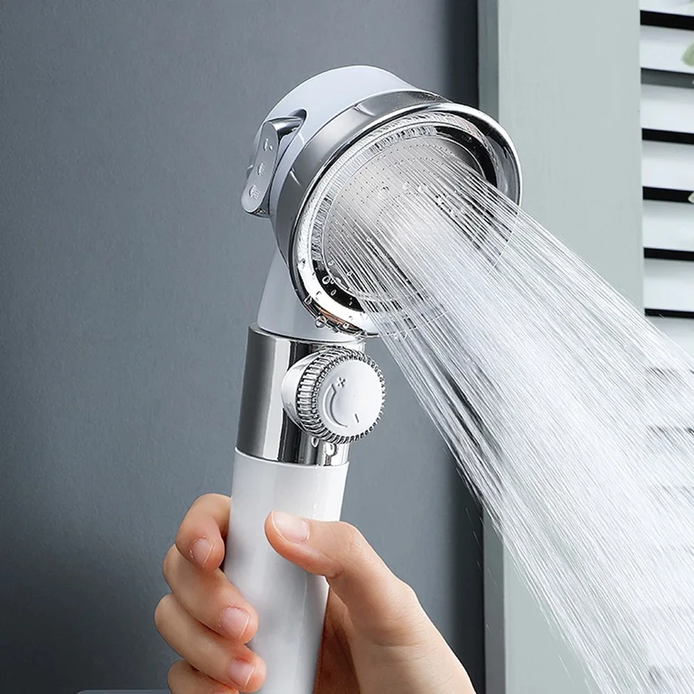 

High Pressure Shower Head 3 Modes Adjustable Showerheads with Hose Water Saving One-Key Stop Spray Nozzle Bathroom Accessories